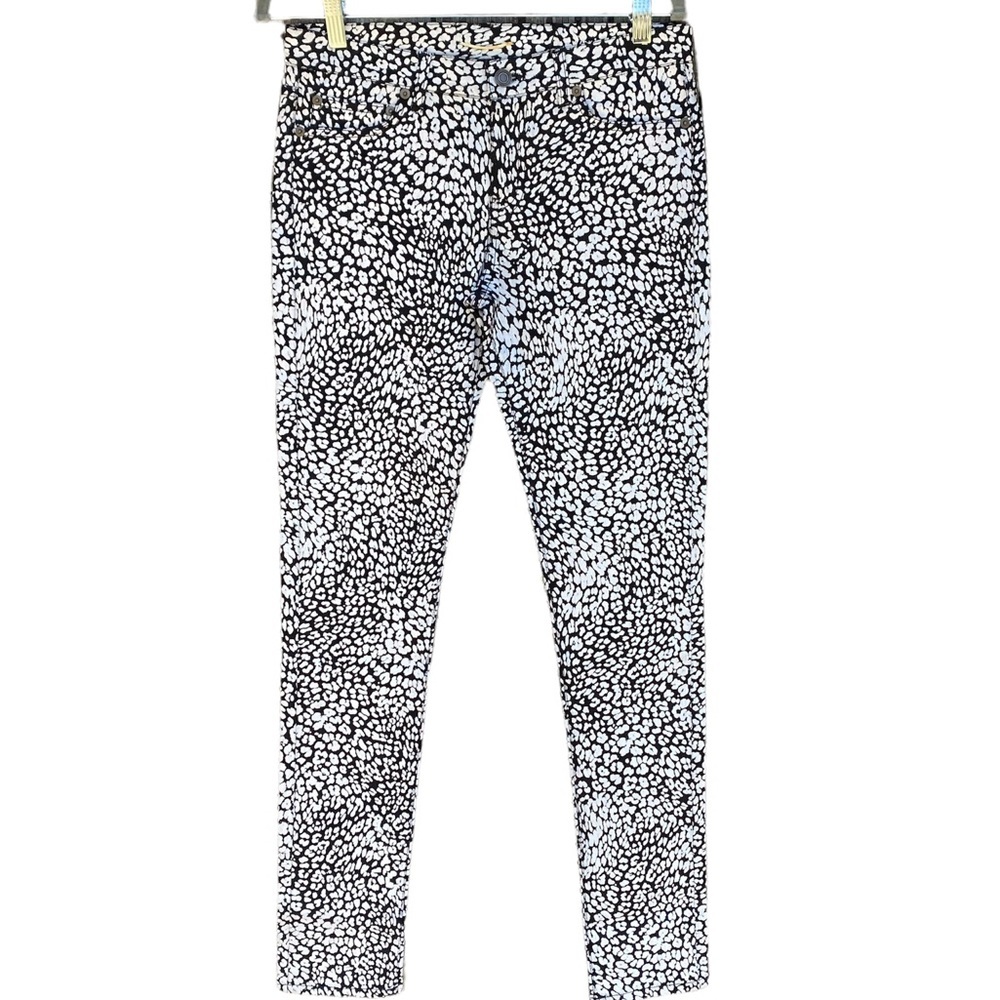 Saint Laurent Black And White “Baby Cat” Leopard Print Coated Jeans NWT - Picture 4 of 11
